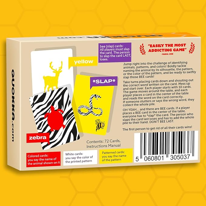 QUOKKA Family Animal Games for Kids and Adults - Guess in Seconds Fun Slap Card Game for 2-6 Players Easy to Learn - Hilarious Brain-Blending Board Games for Family Night Ages 8+