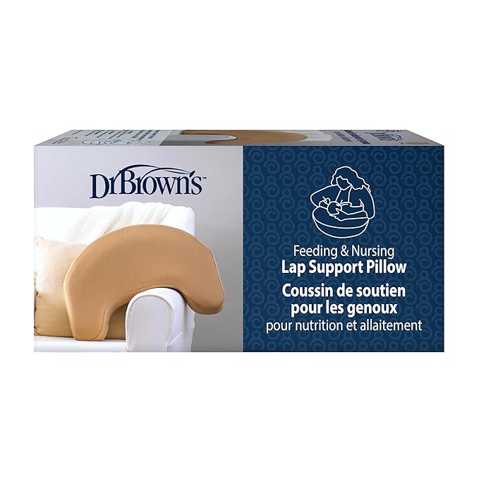 Dr. Brown's Feeding and Nursing Lap Support Pillow with Cover, Premium Memory Foam, Responsive Firm Support, Gentle Beige