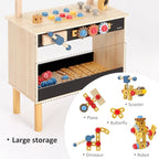 PairPear Wooden Kids Tool Bench & Carry Toolbox – 71 Pcs Pretend Play Tool Workbench with Drills, Kids Construction Toy Workbench Workshop for Boys Girls Age 3+