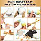 MINIARTIS Toddler Musical Instruments - Montessori Wooden Musical Toys for Toddlers 1-3 | Modern Boho Baby Drum Set with Neutral Colors Percussion Instruments | Kids Preschool Educational 3+