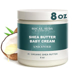 SoCal Suds & Company - Organic Baby Face & Body Cream - Natural Moisturizer with Shea Butter, Coconut Oil & Aloe for Newborns, Kids & Toddlers - Fragrance Free Shea Body Butter - 8oz