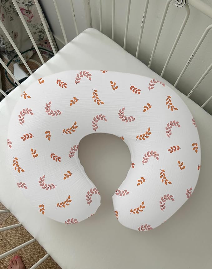 Nursing Pillow Covers, Muslin Nursing Cover for Breastfeeding Pillows, Comfortable for Baby Girls and Boys (Leaf)