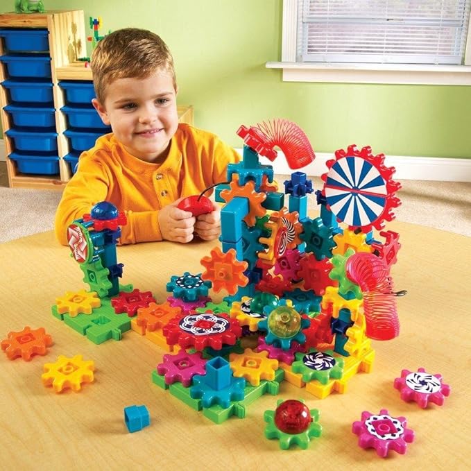 Learning Resources Gears! Gears! Gears! Lights & Action Building Set, STEM Activities, Fine Motor Skills, Toddler Explorer Kit, Science and Construction, Boys and Girls Gifts, 121 Pieces, Ages 5+