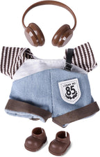 Clothes for 6.7in/17cm Doll, Set of 4 Cute Doll Accessories Includes Doll Hat+T-Shirt+Bib Pants+Shoes Set Premium Fashion Outfit for Collectors Unique Gift (Style B)