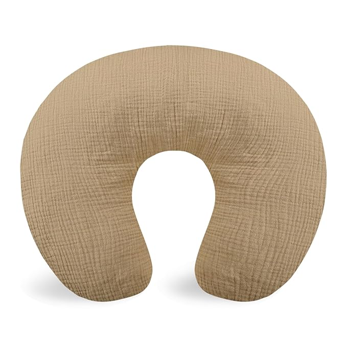 Hooyax Muslin Nursing Pillow Covers Only, Soft and Breathable Nursing Covers for Breastfeeding Pillows, Adorable Infant Feeding Pillow slipcover for Baby Boy and Girls (Brown)