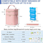 Breastmilk Cooler Bag with Ice Pack Fits 6 Baby Bottles Up to 9 Ounce