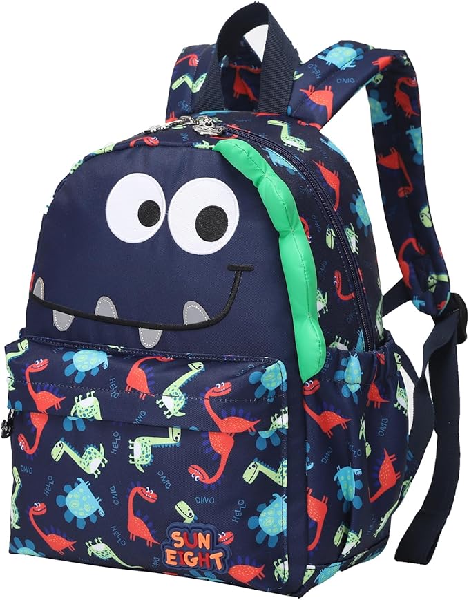 SUN EIGHT Preschool Toddler Kids Backpack Small 3D Cartoon Dinosaur Lunch Daycare School Bookbag Animal Travel Bags for Boy For 2-5 Years old（Cute Dinosaur）