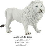 FUNSHOWCASE African Jungle Animals Male White Lion Toy Figure Realistic Plastic Figurine Height 3.1-inch