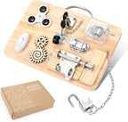 Wooden Montessori Toys Busy Board for 1 2 3 4 Year Old, Baby Toddler Sensory Toys, for Fine Motor Skills, for Autism ADHD