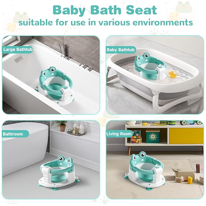 Baby Bath Seat for Babies 6 Months & up Non-Slip Toddler Bath Seats for Sitting Up Infant Bathtub Chair with Suction Cups and Soft Cushion for Baby Shower Tub Seat