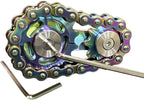 Sprocket Fidgets Chain Stainless Steel Fidget Cube Gears Linkage Bike Chain Novelty Fidget Block Kinetic Desk Toy Metal EDC Focus Meditation Break Bad Habits ADHD (Rainbow)