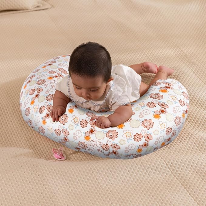 Baby Nursing Pillow for Breastfeeding, Adjustable Breast Feeding Pillow for Bottle Feeding, Breastfeeding Essentials for Mom and Baby Healthier Nursing, Removable Cover- Cartoon Flower