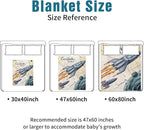 Personalized Baby Crib Bedding Set – Rocket Launch Theme Nursery Bedding Sets 3 Piece with Custom Name Blanket, Fitted Crib Sheet & Changing Pad Cover – Ideal Newborn Gift for Boys