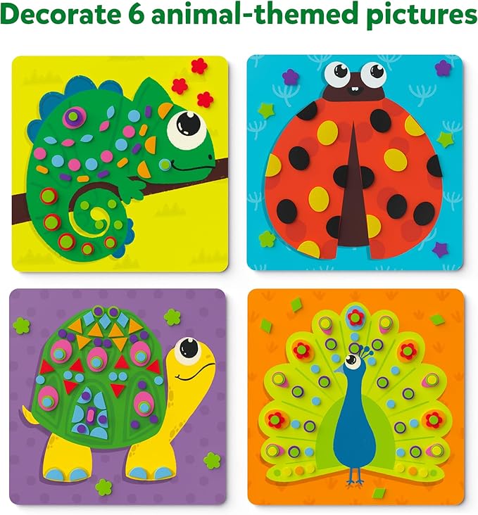 Skillmatics Foam Sticker Art Activity - Animals, Mess-Free Fun for Kids, 800+ 3D Foam Stickers, DIY Felt Craft Kits, Gifts for Boys & Girls Ages 3, 4, 5, 6, 7