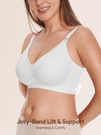 Angelhood Nursing Bras for Breastfeeding, Seamless Wireless Comfort Push up Lace Nursing Maternity Bralette for Pregnancy