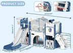 8 in 1 Toddler Slide and Climber Playset Indoor Outdoor Kids Slide with Basketball Hoop,Telescope, Storage Space, Freestanding Backyard Playground for Toddler Age 1-3, Blue