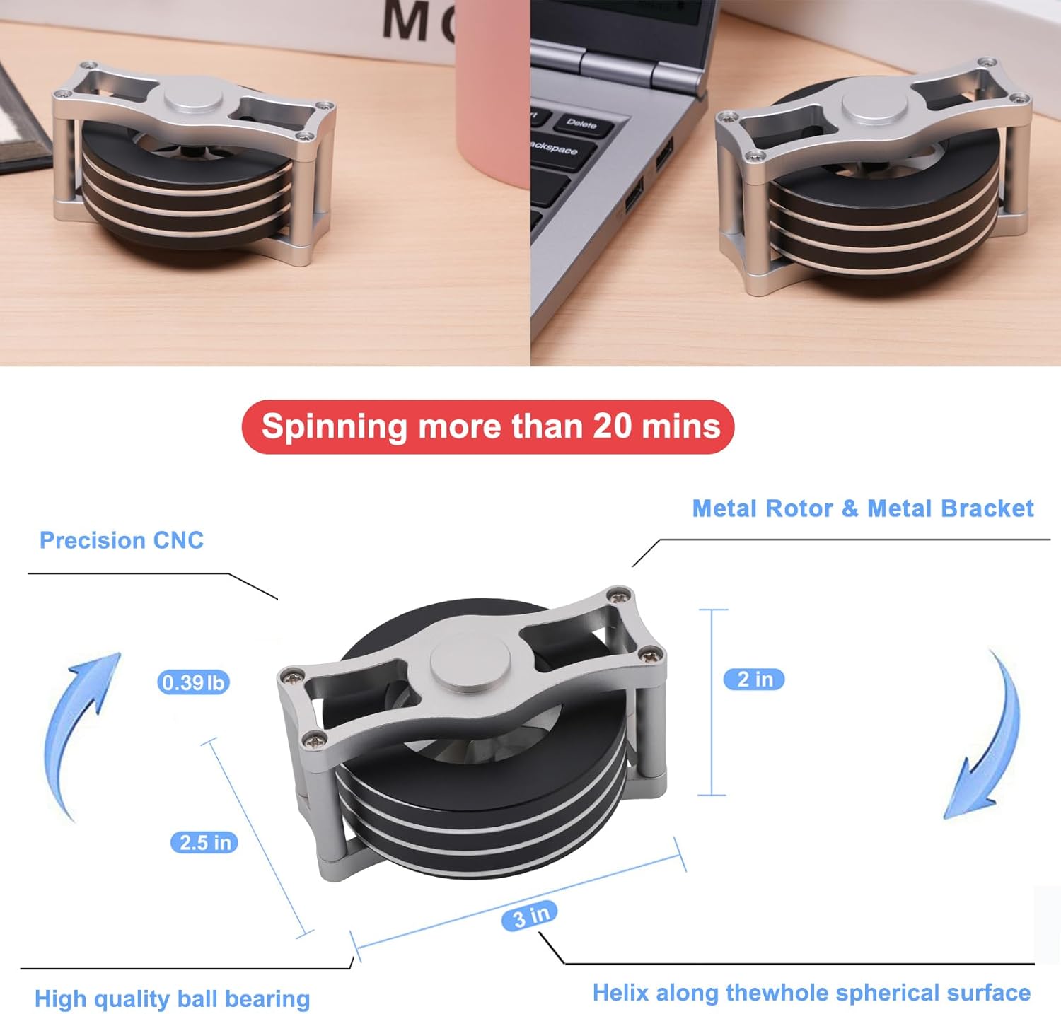 Desk-Kinetic-Toys Cool-Gadgets for Fidget: 20Mins Spinning-Tops, Cool-Stuff Figet Game for Adult Teen Children Kid, Optical-Illusion Stress Relief Gifts for Man Women Office School Home Christmas