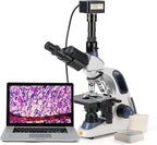 SWIFT Compound trinocular Microscope, 40X-2500X Mechanical Stage Microscope for Adults with 10MP Camera and Slides,Software Windows/Mac Compatible