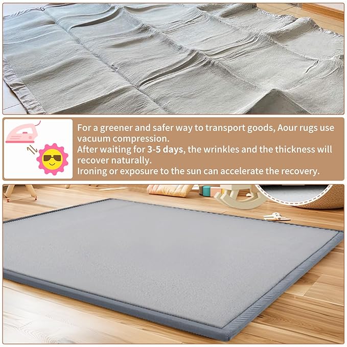 Baby Play Mat for Floor - 1.4" Thick Memory Foam Rug, 50"x50" Playpen Tummy Time Mat, Soft Velvet Nursery Rug, Large Padded Crawling Mat, Cushioned Pads for Playroom Toddlers, Infants, Yoga, Tatami