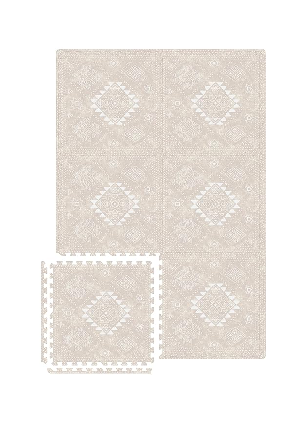 MOON WALKERS Stylish Boho Baby Play Mats for Floor, Play Mat for Babies and Toddlers, Non-Toxic, Soft, Thick, Tummy Time Mat for Crawling (Moon Mist, Standard 6x4ft | 6 Tiles)