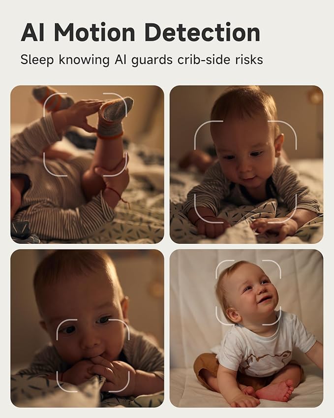 Baby Monitor with Camera and Audio - 2K Color Night Vision, WiFi Video Baby Monitor - 355° Pan/70°Tilt, AI Motion/Cry/Temp/Humidity Alerts, 2-Way Audio, App for 20 Users, 8 Lullabies