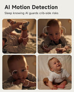 Baby Monitor with Camera and Audio - 2K Color Night Vision, WiFi Video Baby Monitor - 355° Pan/70°Tilt, AI Motion/Cry/Temp/Humidity Alerts, 2-Way Audio, App for 20 Users, 8 Lullabies