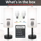 USB Bedside Table Lamps Set of 2-3 Color Temperatures Pull Chain Lamp with USB C and A Charging Ports, Round Night Stand Lamps for Bedroom