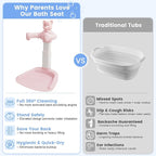 Adjustable Baby Shower Stand with Slip Base,Huggable Bear Bathing Support,Portable Shower Baby Stand,Bath Standing Shower, Baby Bath Seat(Pink)