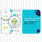 Botabee Baby Bottle Handle Grip for Comotomo 5 Ounce and 8 Ounce Silicone Bottles - Pack of 3 (Green)