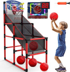 EagleStone 63IN Kids Arcade Basketball Hoop Indoor, LED Scoreboard Basketball Arcade Game Set for Outdoor with Cheer Sounds, Kids Basketball Toys for Boys Girls Age 3-5 5-7 4-8