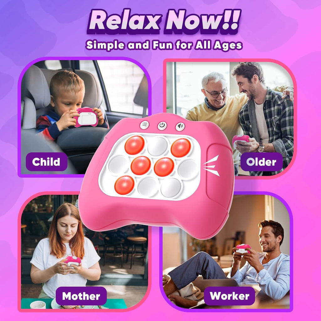 Handheld Game Toy for Kids Age 6-12, Sensory Fidget Toys for Kids 8-12, Birthday Gifts for 6 7 8 9 Year Old Girls & Boys & Teens -Dark Pink