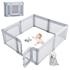 Baby Playpen,Large Play Pen for Babies and Toddlers with Door 79x71 Inch, Adjustable Playpen Non-Slip Suction Cups Base Safe and Sturdy, Indoor Outdoor Playard,Black