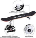 WhiteFang Skateboards for Beginners, Complete Skateboard 31 x 7.88, 7 Layer Canadian Maple Double Kick Concave Standard and Tricks Skateboards for Kids and Beginners