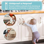 Baby Proofing Cabinets, Sliding Cabinet Locks for Babies, Adjustable U Shaped Baby Safety Locks, Childproof Cabinet Latch for Kitchen, Bathroom, Drawer, Cupboard Doors Knobs & Handles (6 Pack White)