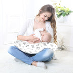 LAT Nursing Pillow for Breastfeeding,100% Cotton Removable Cover,Ergonomic Breast Feeding Pillows for Mom and Baby,Machine Washable(Plant)