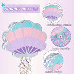 Wernnsai Mermaid Seashell Piñata - Pink Shellfish Pinatas for Kids Girls Birthday Mermaid Princess Party Decorations Under The Sea Ocean Theme Party Games With Bat Blindfold 16“ x 12.5" x 3"