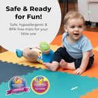 MioTetto Foam Floor Tiles for Kids - Non-Toxic Comfortable Baby Play Mat and Interlocking Foam Tiles, Fits with 74x74 Playpen Mat for Crawling & Development, Soft Play Mat for Babies 6-12 Months
