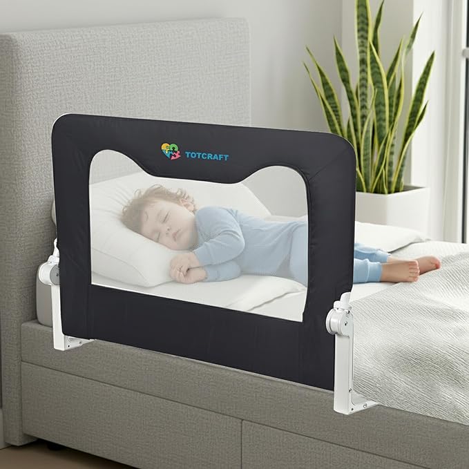 TotCraft Bed Safety Rails for Toddlers - Bed Rail Guard for Queen, King, Full Szie, Twin Mattress Bed (Grey, 35.5W*23.5H Inch (Regular Extra Tall))