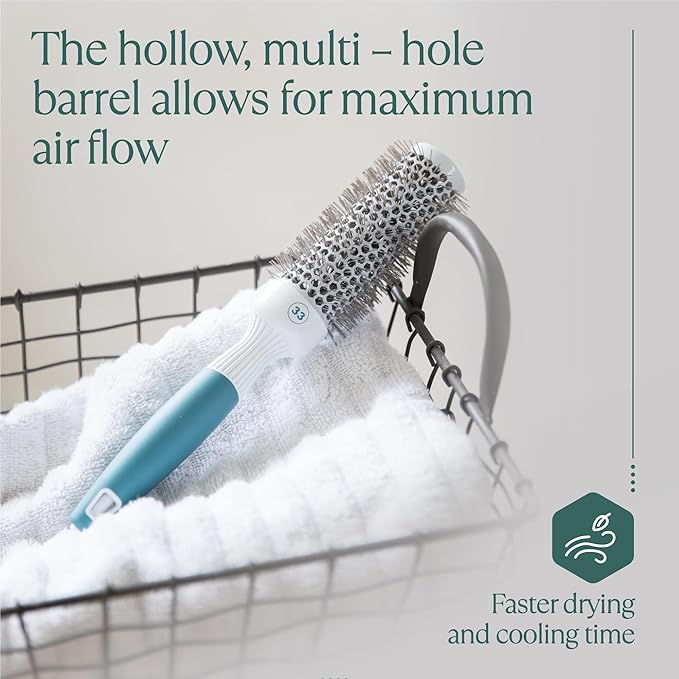 Professional Round Brush for Blow Drying - Small Ceramic Ionic Thermal Barrel Brush for Sleek, Precise Heat Styling and Salon Blowout - Lightweight Round Hair Brush (Barrel 1.3 inch, Bristle 2 Inch)