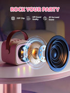YLL Mini Karaoke Machine for Kids Adults: Portable Loud Speaker with 3 Wireless Microphones -Most Popular Birthday Party Gifts for Girls Boys 3, 4, 5, 6, 7, 8, 9, 10+ Year Old Toys Party (Pink-3 Mics)