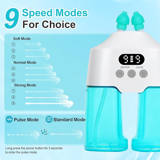 Nasal Irrigation System Electric Nasal Sinus Rinse Machine with Smart Display Screen, Dual Water Tanks, 9 Suction & Water Flow Modes, Nasal Irrigator for Allergies/Nasal Congestion/Runny Nose