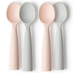 Miniware Silicone Baby Spoon for Training - BPA Free Baby Utensils - Baby Spoons Self Feeding 6 Months | 100% Food Grade Silicone - Modern & Dishwasher Safe Toddler Spoons (Grey and Peach, 2 Pack)