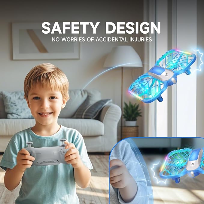 UranHub Drones for Kids, Mini Drone with 5 Lighting Modes, 22-Min Flight Time RC Drone with 2 Batteries/2 Takeoff Options/3D Flip/3-Speed/Propeller Protection Cover, etc, Gift for Kids (Blue)