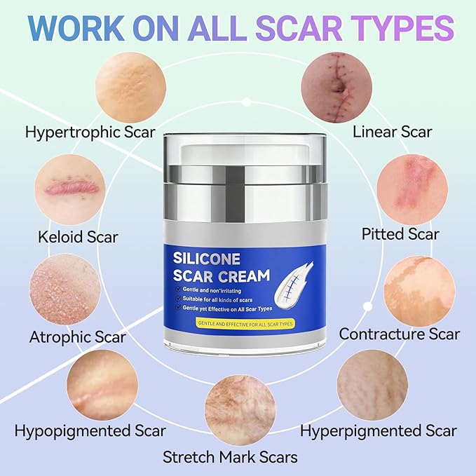 Silicone Scar Cream,Silicone Gel for Scars,Professional Scar Removal Cream for Surgical and Old Scars,Stretch Marks, Old and New Scars