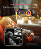 BM5PRO 7.2" 1080P HD Baby Car Camera for 2 Kids, Split Screen with IR Night Vision, Easy to Install & Adjust Brightness, Dual Car Camera Baby Monitor for Rear Seat Safety