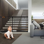 owlie Baby Gate Indoor 75-85 Inch, Extra Wide Safety Gate for Dogs Large Stairway Gate Adjustable Baby Gates Pressure Mount Wide Gate for Pet Stairway Doorway No Drilling Black (30.5'' Tall)