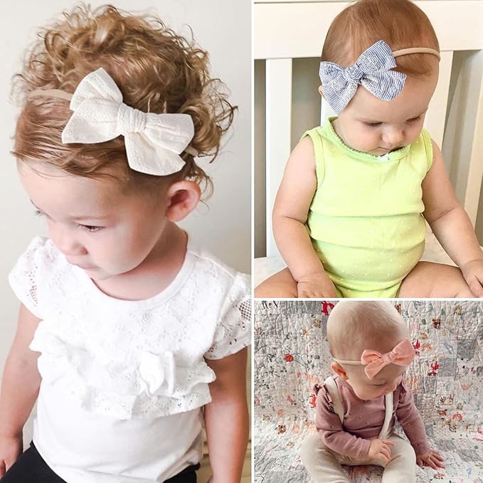 Baby Girl Headbands and Bows, Newborn Infant Toddler Nylon Hairbands Hair Accessories