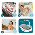The First Years Rain Shower Baby Bathtub Set - Includes Infant Sling, Soothing Spray Shower Head, Fresh Water Tank and Built in Soft Brush - 3 in 1 Grow with Me Design - Baby Bath Essentials