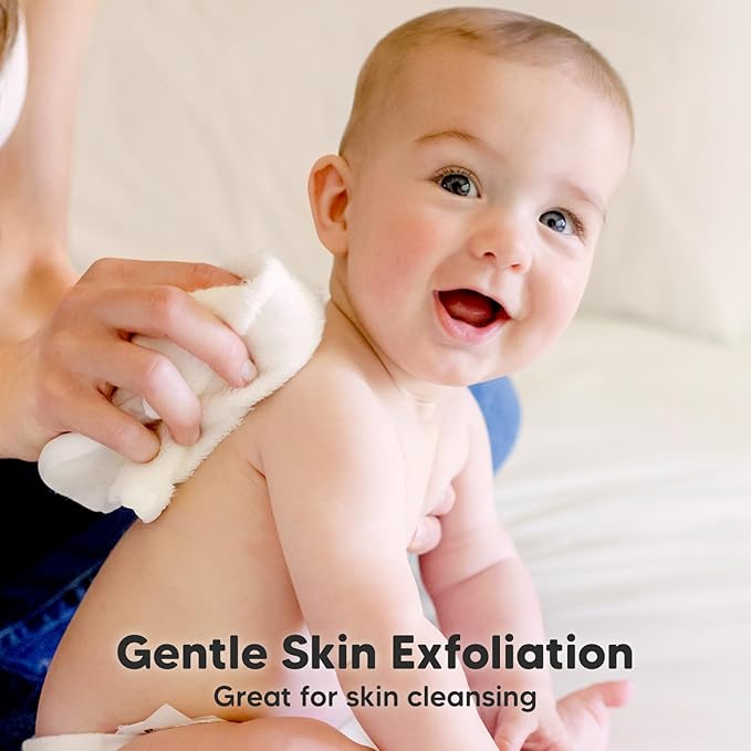 6-Pack Baby Washcloths - Soft Absorbent Viscose from Bamboo Wash Cloths for Babies, Kids, Toddlers, Infant, Newborn Bath Towels, Gentle on Sensitive Skin, 10x10 Reusable Face Towels (White/Sky)