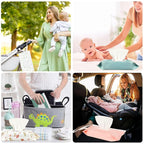 FEBSNOW 4 Pack Baby Wipes Dispenser Holder, Portable Refillable Baby Wet Wipes Pouch Container Reusable Travel Case for Outdoor Hiking, Green Leaves